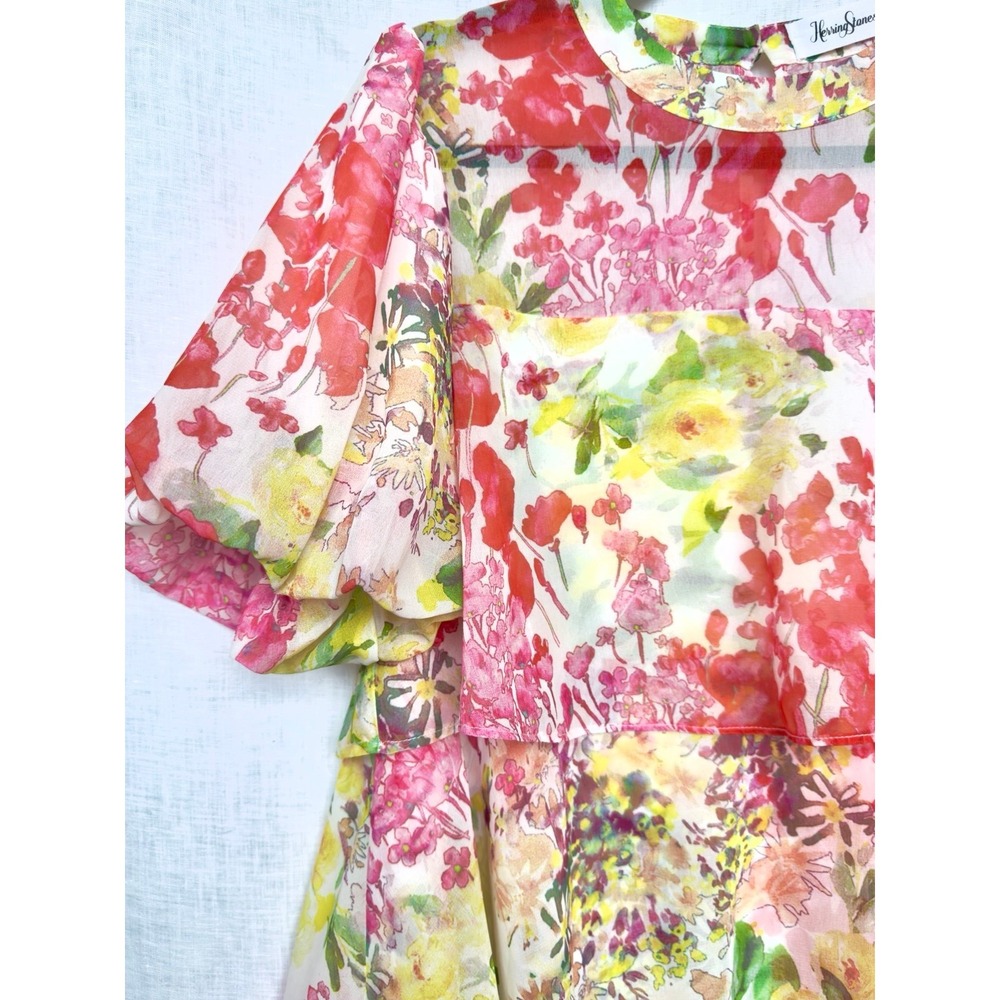 Stunning HerringStones Brand Tiered Flounce Dress Pouf Sleeve Perfect Condition - Picture 7 of 12
